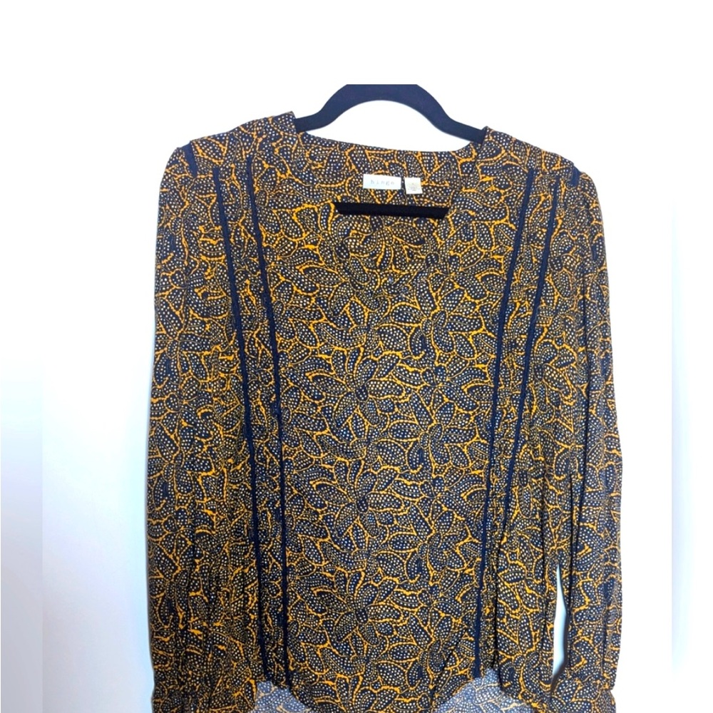 Hinge Floral Dot Blue and Yellow Gold Blouse
